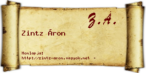 Zintz Áron névjegykártya